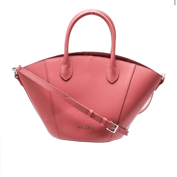 Ted Baker Rose-Pink Structured Leather Tote with Crossbody Strap - Picture 2 of 8